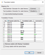 Translate Labels Dialog Translate Labels Dialog